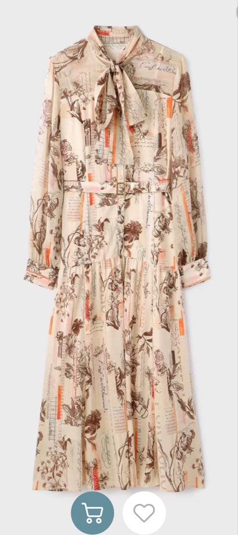 ロゴフラワープリントボウタイワンピース