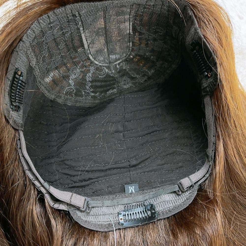 人毛100% フルウィッグ 医療用 ロングストレート ライトブラウン 60cm