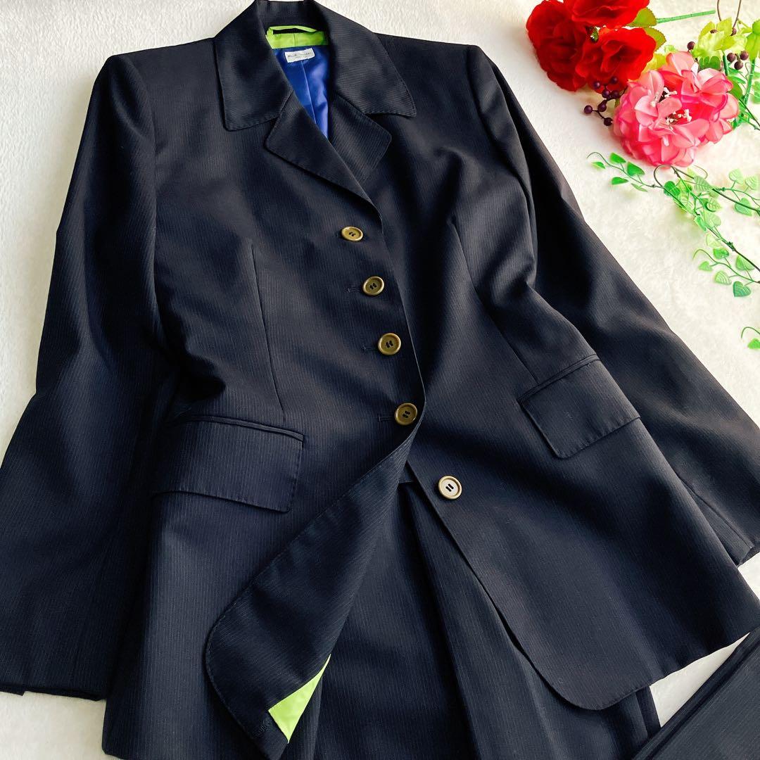 ポールスミス★3ピース パンツスーツ ウール ストライプ ハイウエスト ワイド