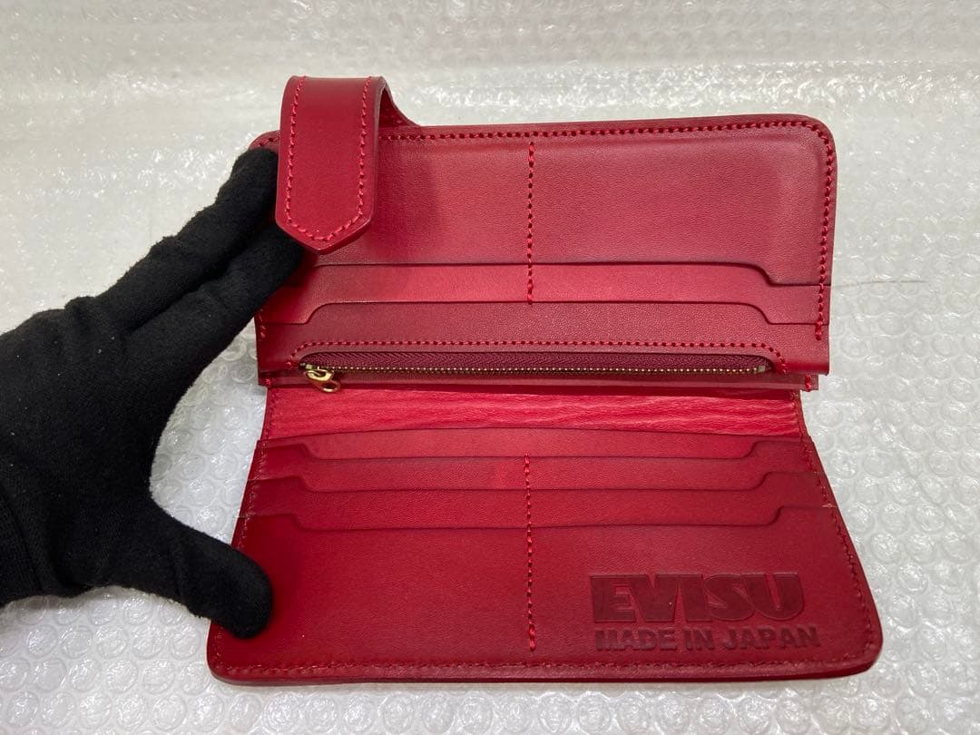 ⚫︎ エヴィス　EVIUS ど根性　ウォレット　カモメ レッド レザー