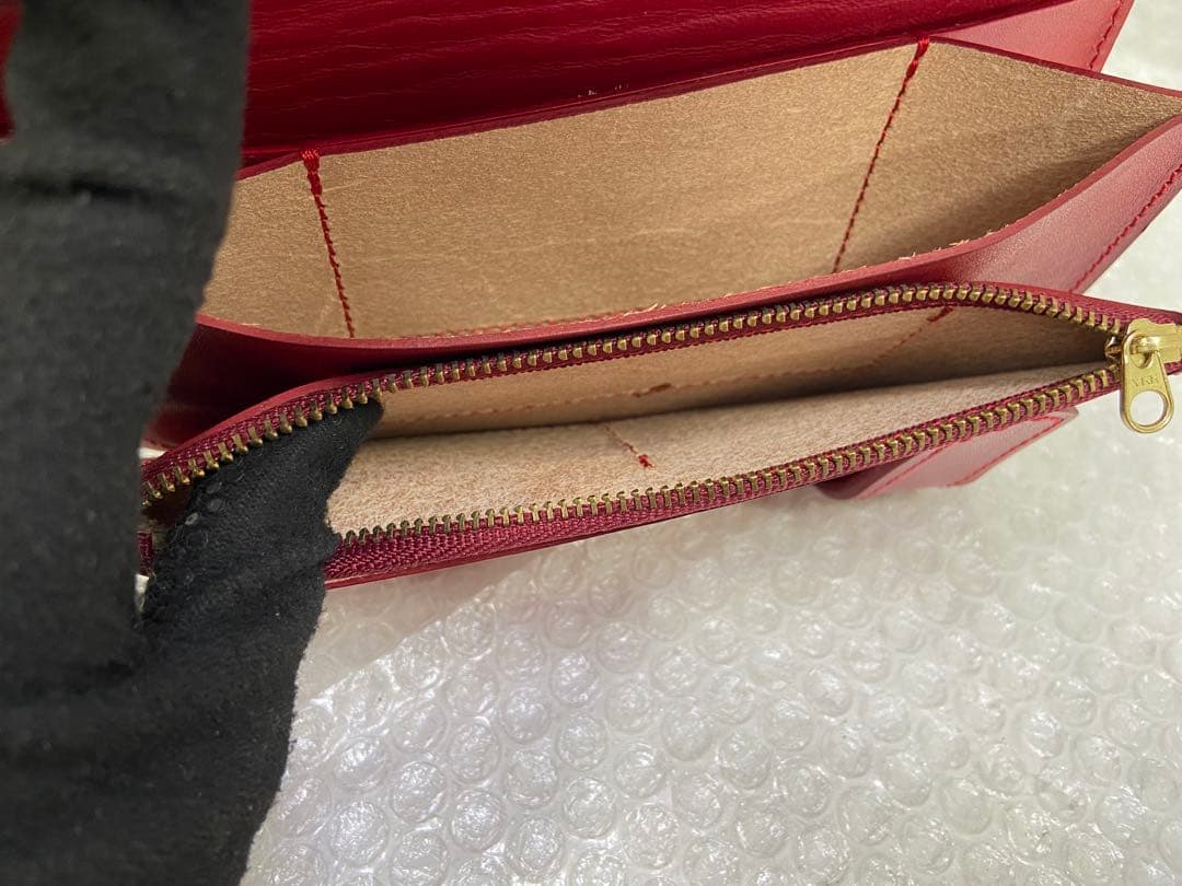 ⚫︎ エヴィス　EVIUS ど根性　ウォレット　カモメ レッド レザー