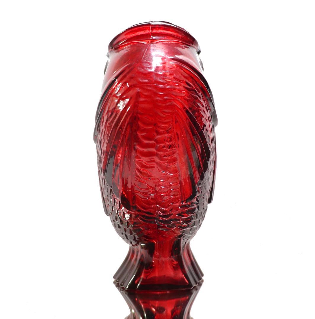 オールド・バカラ 稀少型 1889年 魚造形 大型花瓶 赤色硝子 24cm
