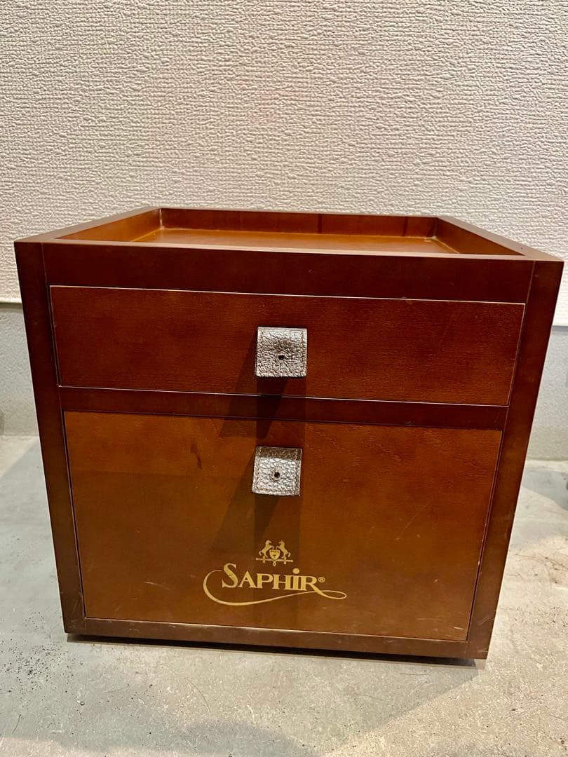 美品 サフィールノワール ドロワーボックス ウッド 靴磨き クリーム収納 ケース