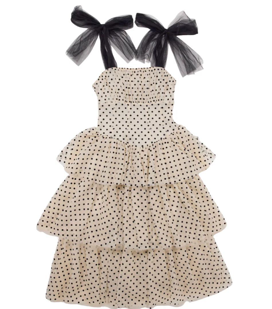 ワンピース \"Ballerina\"ribbon tulle dot dress