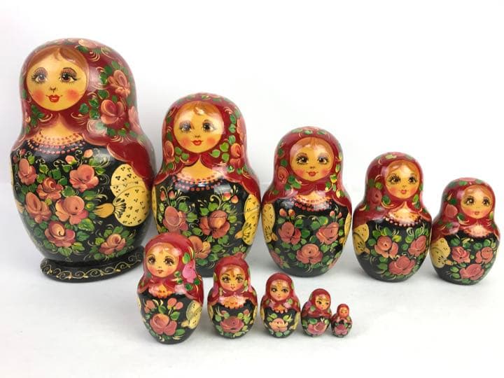 大きなマトリョーシカ人形② 10体セット　ロシア　レトロ　赤