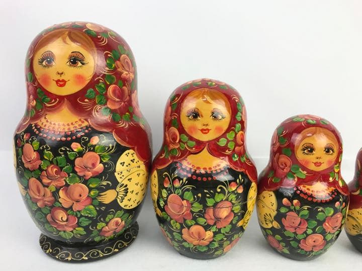 大きなマトリョーシカ人形② 10体セット　ロシア　レトロ　赤