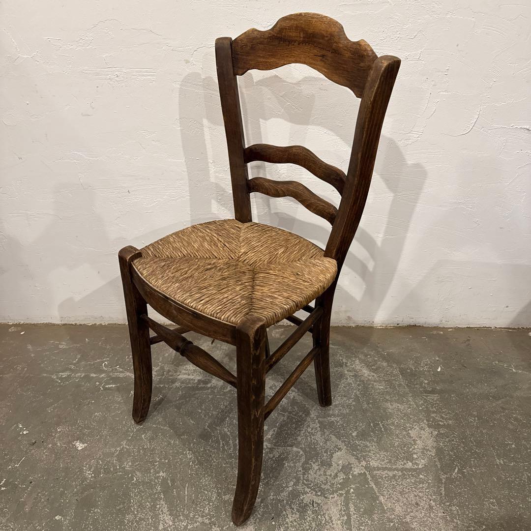 ビンテージ　チェア　藁座面　フランス