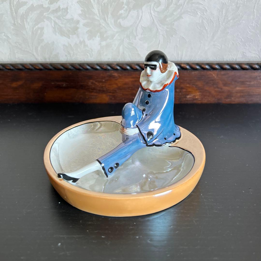 オールドノリタケ　アールデコ　ラスター彩 ピエロ　置物・トレー