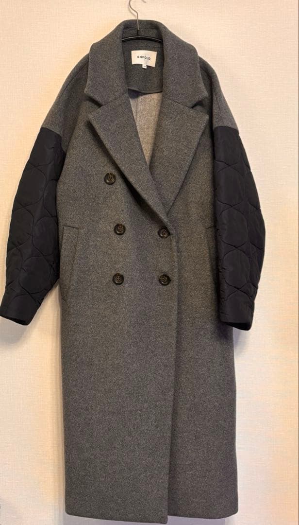 【美品】ENFOLDのフェザーリバーロングPコート38 エンフォルド
