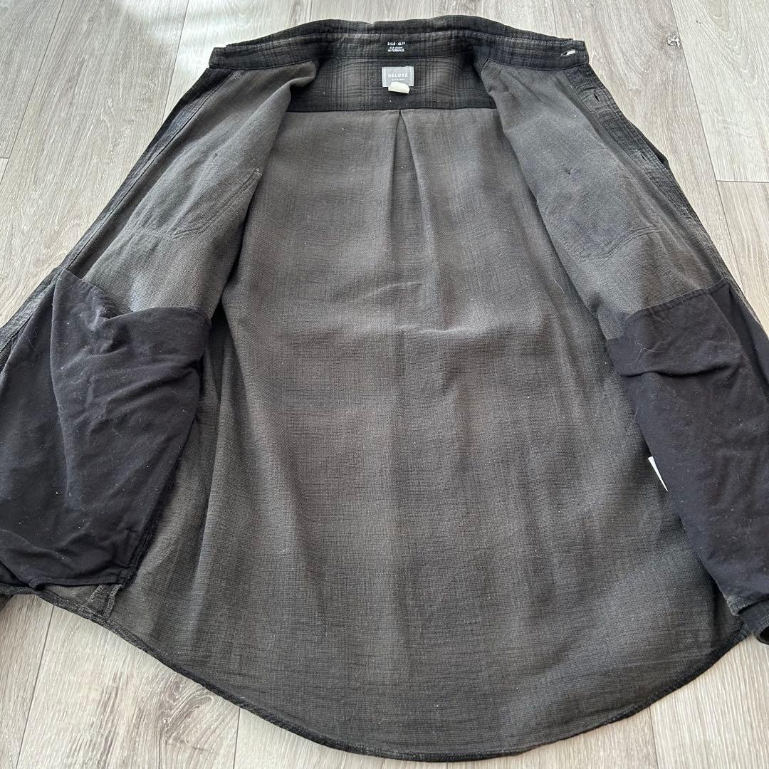 DELUXE デラックス オンブレチェックシャツ 長袖 黒 L サイドポケット