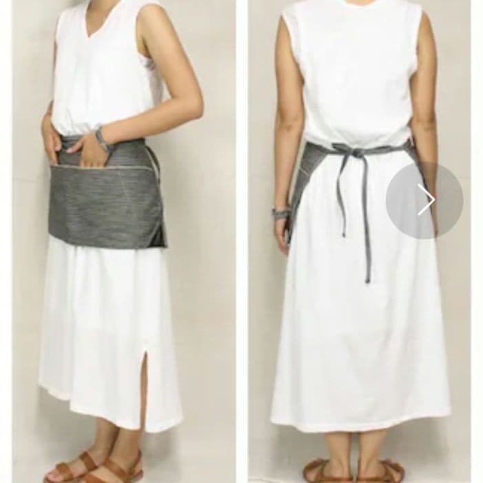 美品◎45rpm 45R 腰巻エプロン デニムエプロン 藍染め 総柄 日本製