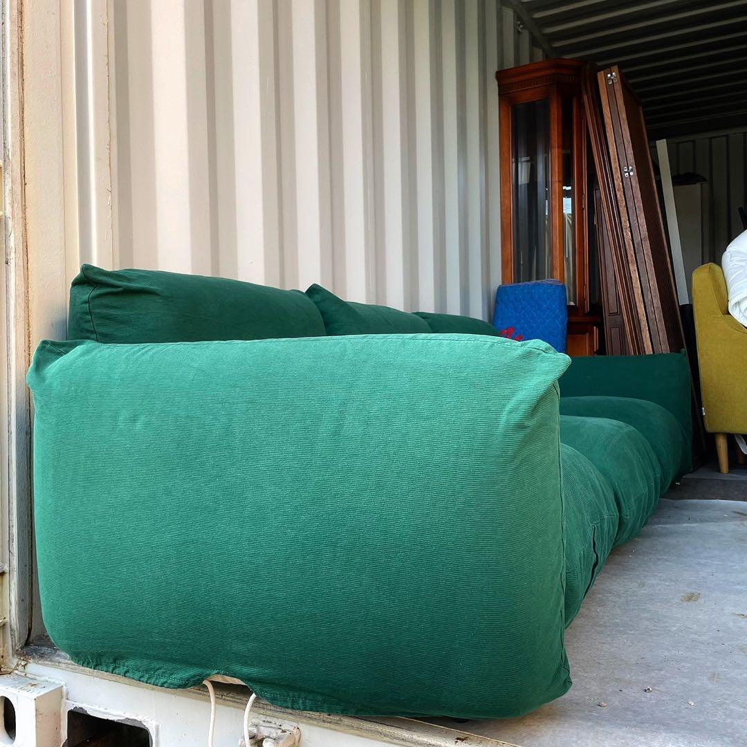 取付無料！アルフレックス マレンコ グリーンカバー付き3人掛けソファ✨