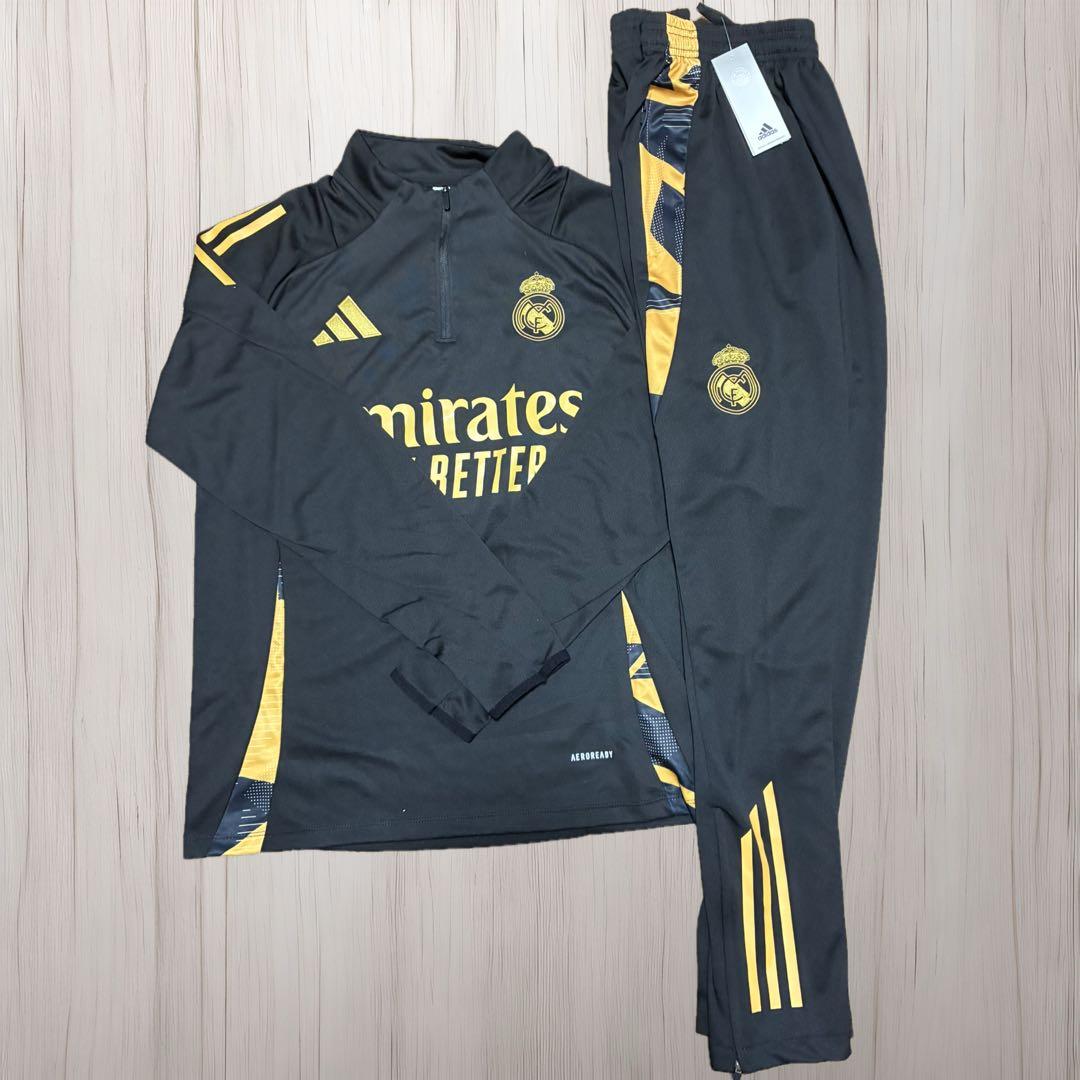 Real Madrid トレーニングウェア ブラック/ゴールドS 上下セット