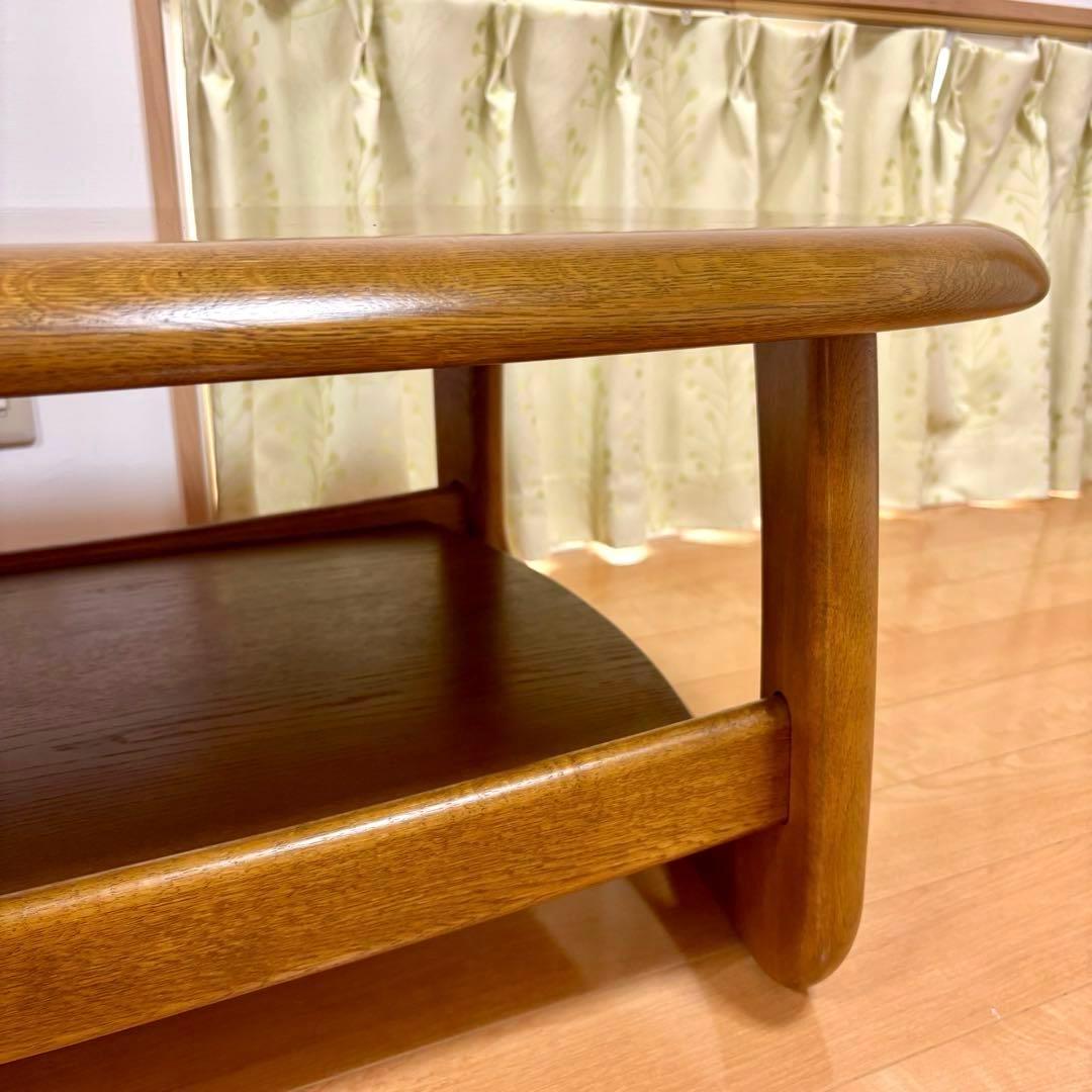 カリモク ローテーブル 棚付き センターテーブル 木製 楕円 国産家具