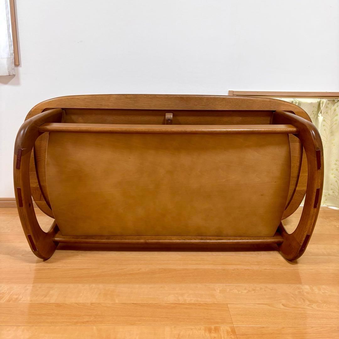 カリモク ローテーブル 棚付き センターテーブル 木製 楕円 国産家具