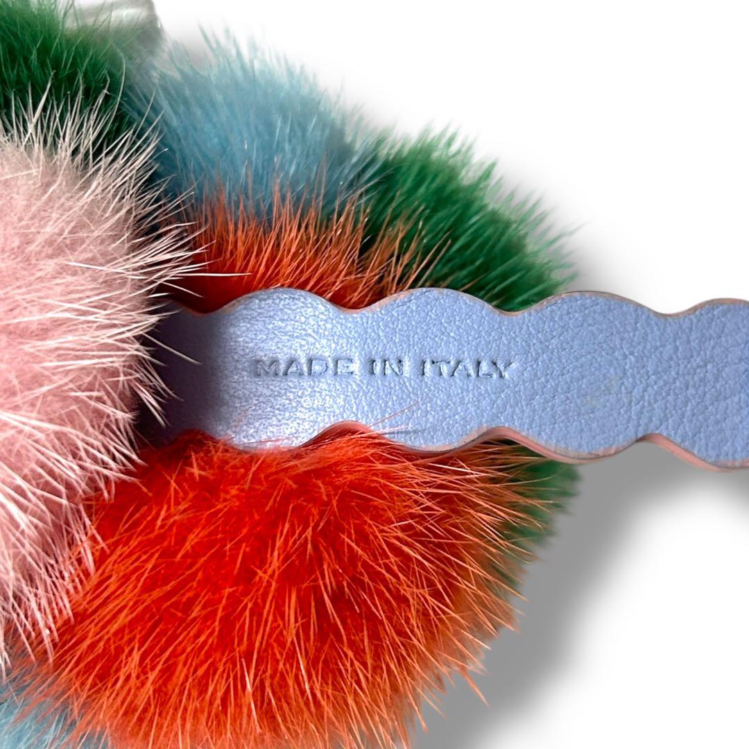 【美品】FENDI フェンディ チャーム キーホルダー アイスクリーム ファー