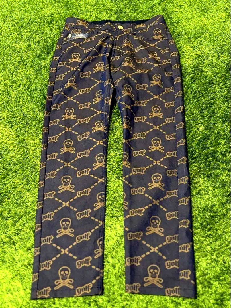 【美品】MARK&LONA スカルモノグラムパンツ