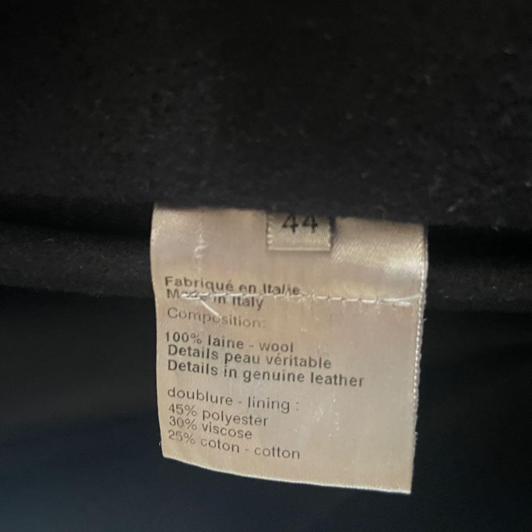 美品【DIOR HOMME】エディ期トレンチ型ウールコート 襟レザー メンズ44