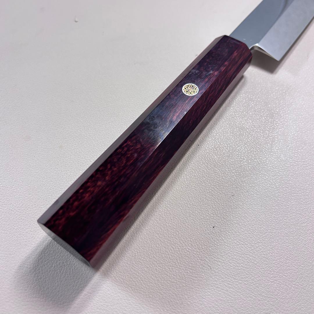 270mm 切付柳刃包丁 鏡面　紫檀八角柄 刺身包丁 「全鋼」'ᘲ