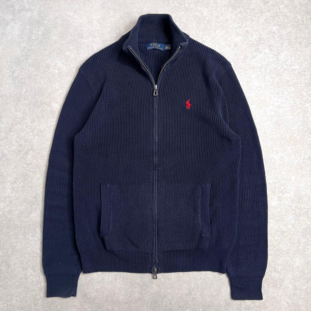 【極美品】ポロラルフローレン ドライバーズニット ジップアップセーター ネイビー