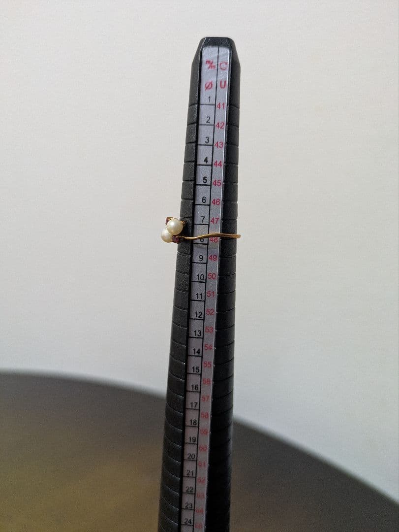 【刻印あり】18K指輪　8号　ミキモト　ベビーパール　ルビーリング