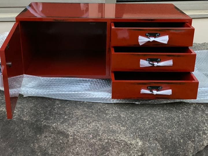 川上漆宝堂　タンス　引き出し　根来塗