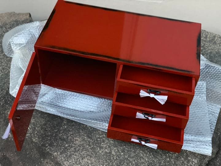 川上漆宝堂　タンス　引き出し　根来塗