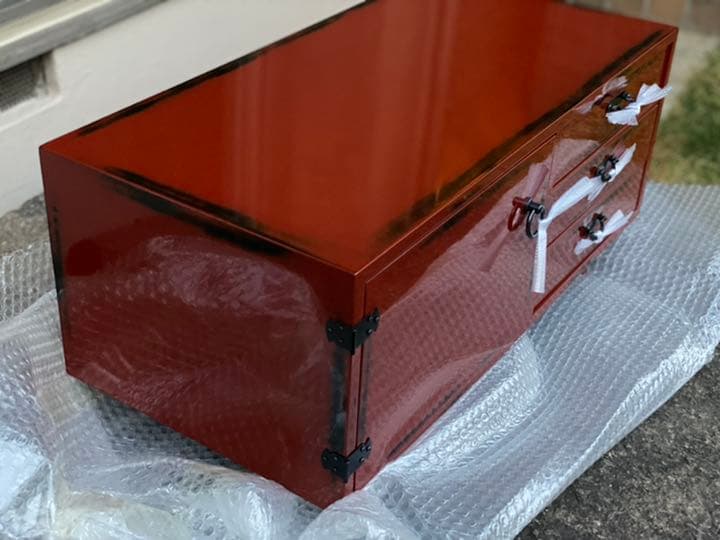 川上漆宝堂　タンス　引き出し　根来塗