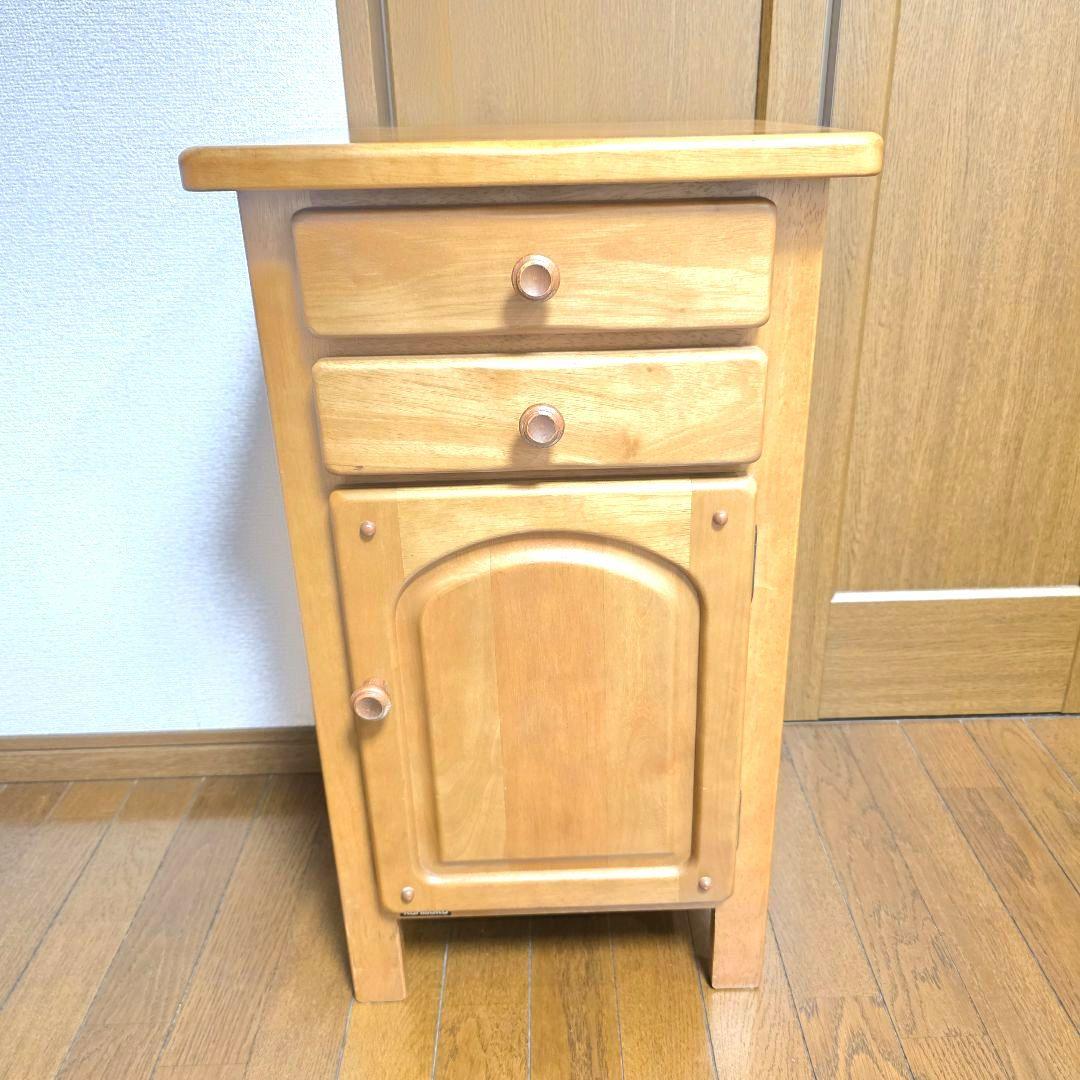 258】美品　カリモク　電話台　サイドテーブル　カントリー調　キャビネット