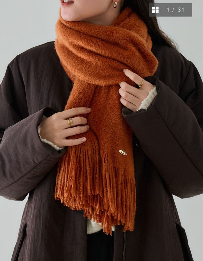 新品未開封　crewre モイストタッチボリュームストール　テラコッタ