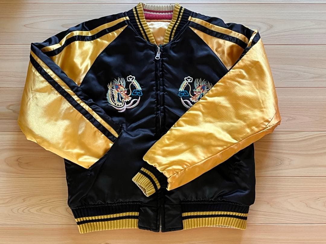 東洋エンタープライズ　シュガーケーン　日本地図刺繍 スカジャン 黒/金