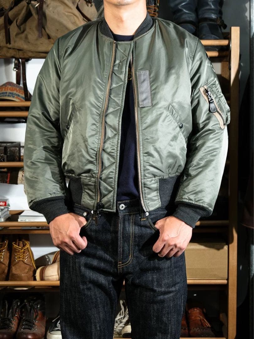 REAL SIMONS MA-1ジャケット オリーブグリーン Mサイズ