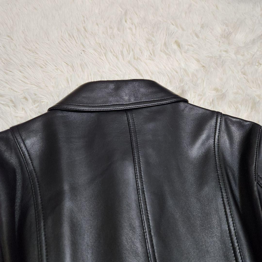 【美品】Pinky&Dianne 羊革 比翼 ラムレザー ロングコート ベルト