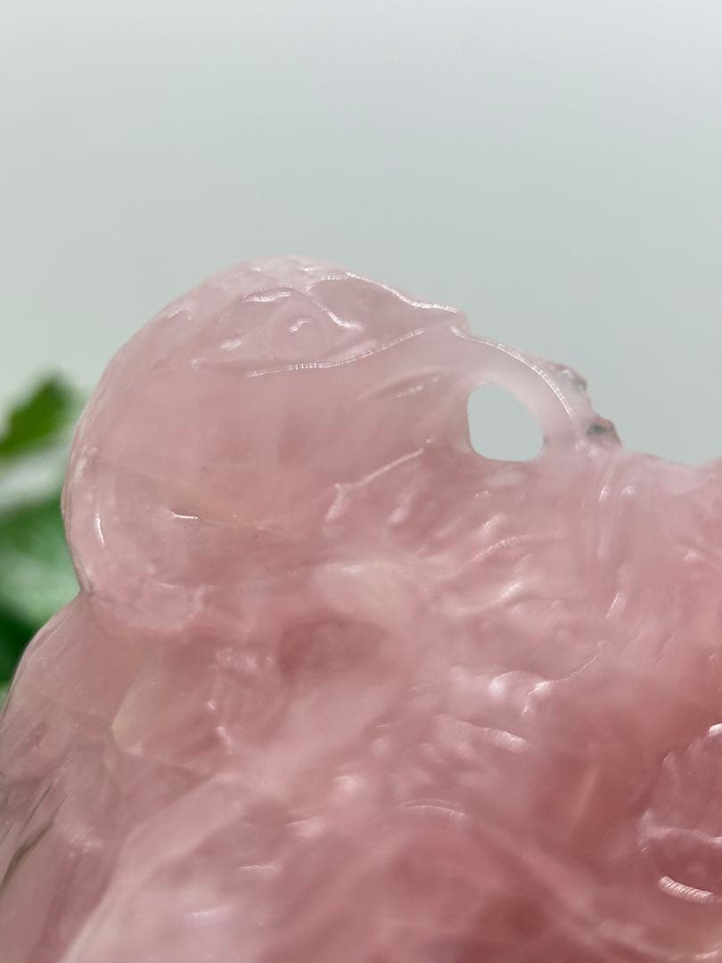 天然石ローズクォーツ　玄武龍亀置物　No.1865