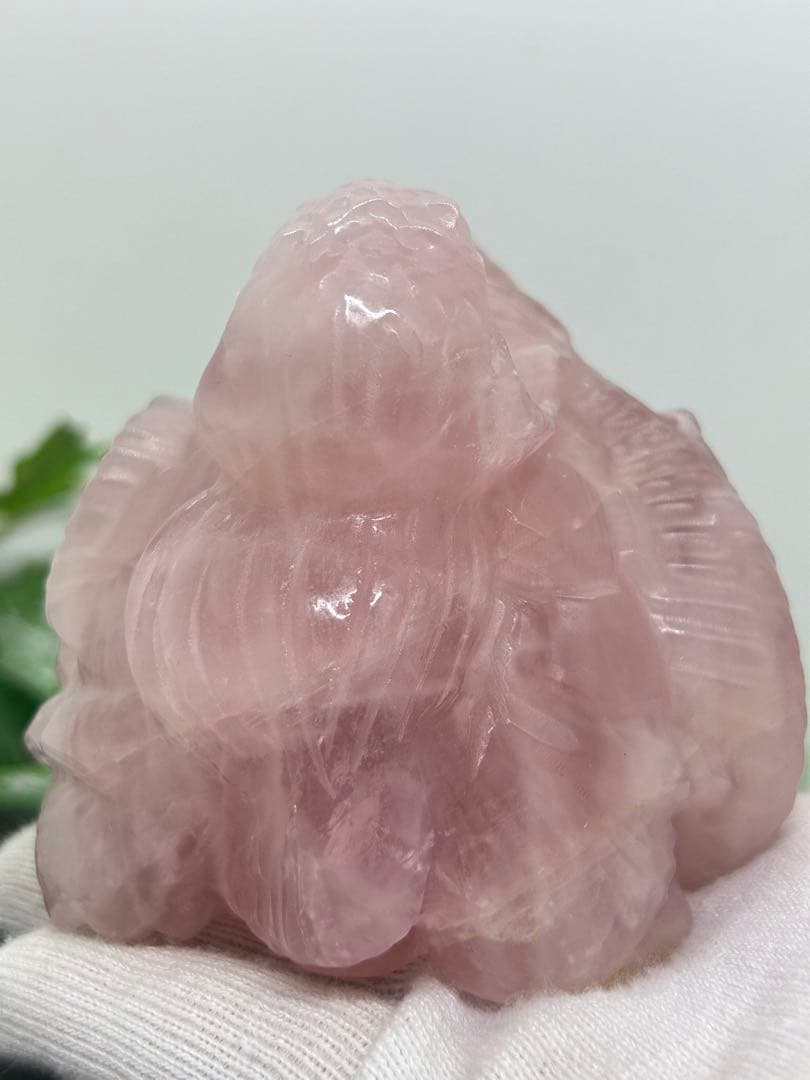 天然石ローズクォーツ　玄武龍亀置物　No.1865