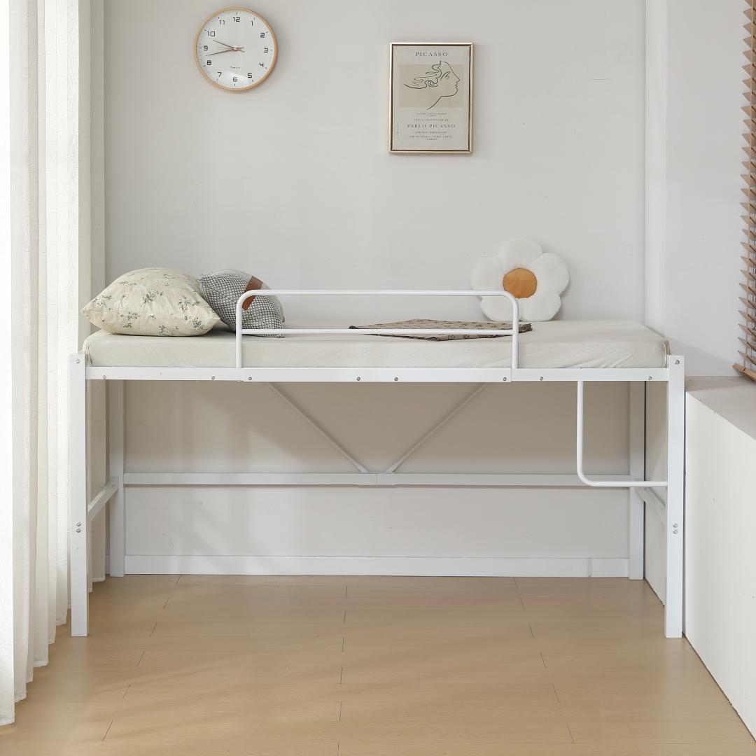 【ホワイト】セミダブル 高さ90cm ロフトベッド パイプベッド 高さ調整可能