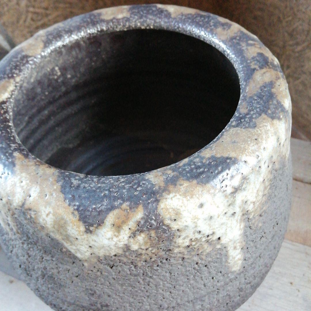 常滑焼　岩肌風火鉢一対　24.5cm　昭和中期