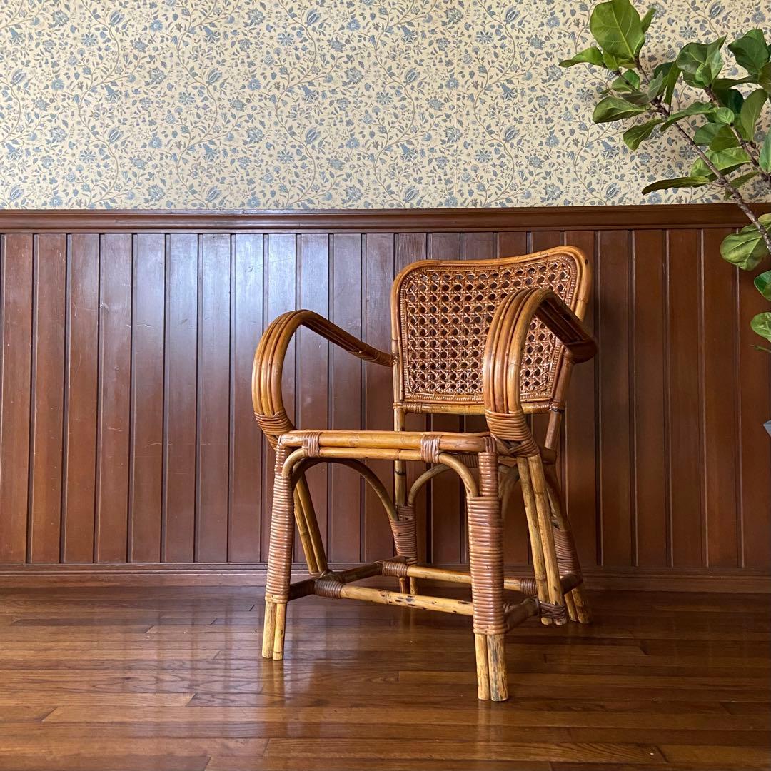 オールド ラタン チェア　ビンテージチェア　アンティークラタン　籐椅子