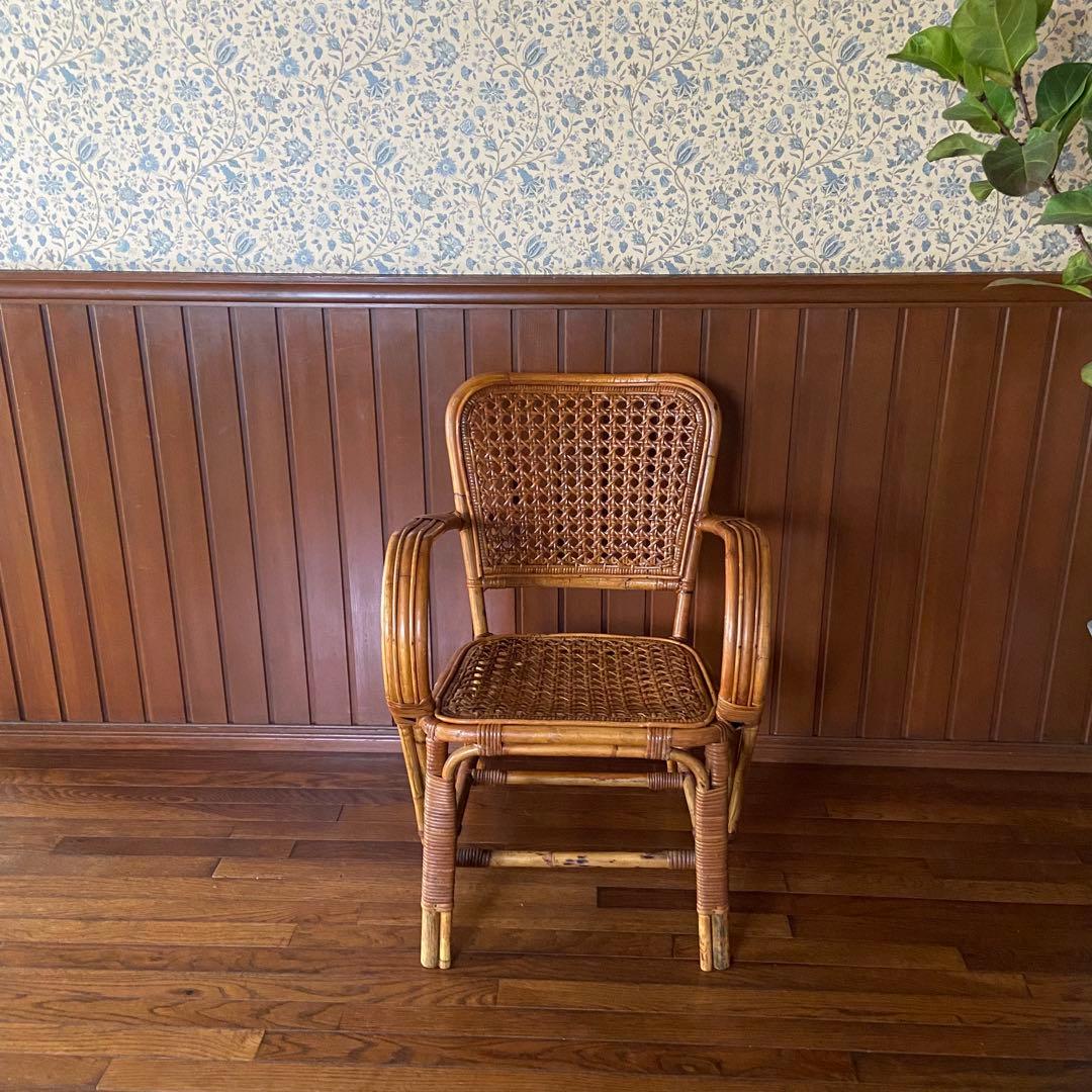 オールド ラタン チェア　ビンテージチェア　アンティークラタン　籐椅子