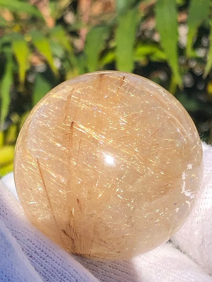 ❤️ ✳金運アップ レア　35.5mm ゴールド　ルチルクォーツ 丸玉（75）