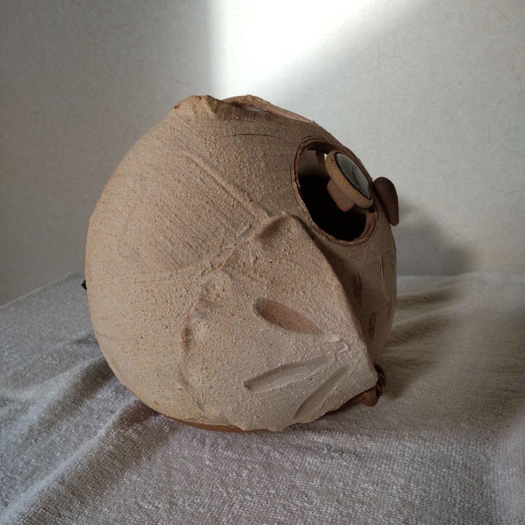 ふくろうのランプ　フクロウ照明　明山陶業　信楽焼