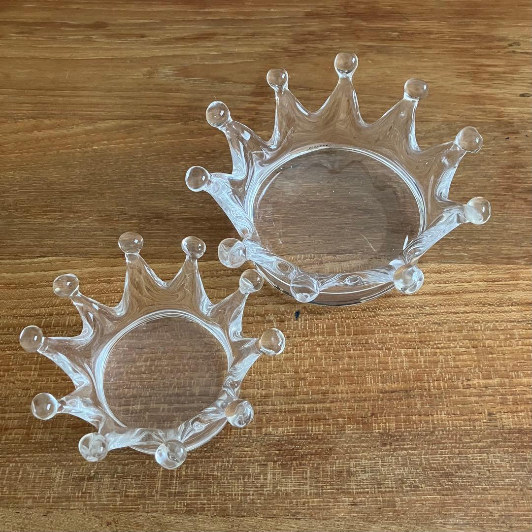 Sghr スガハラ ガラス ミルククラウン 大小２個セット 【廃盤希少】