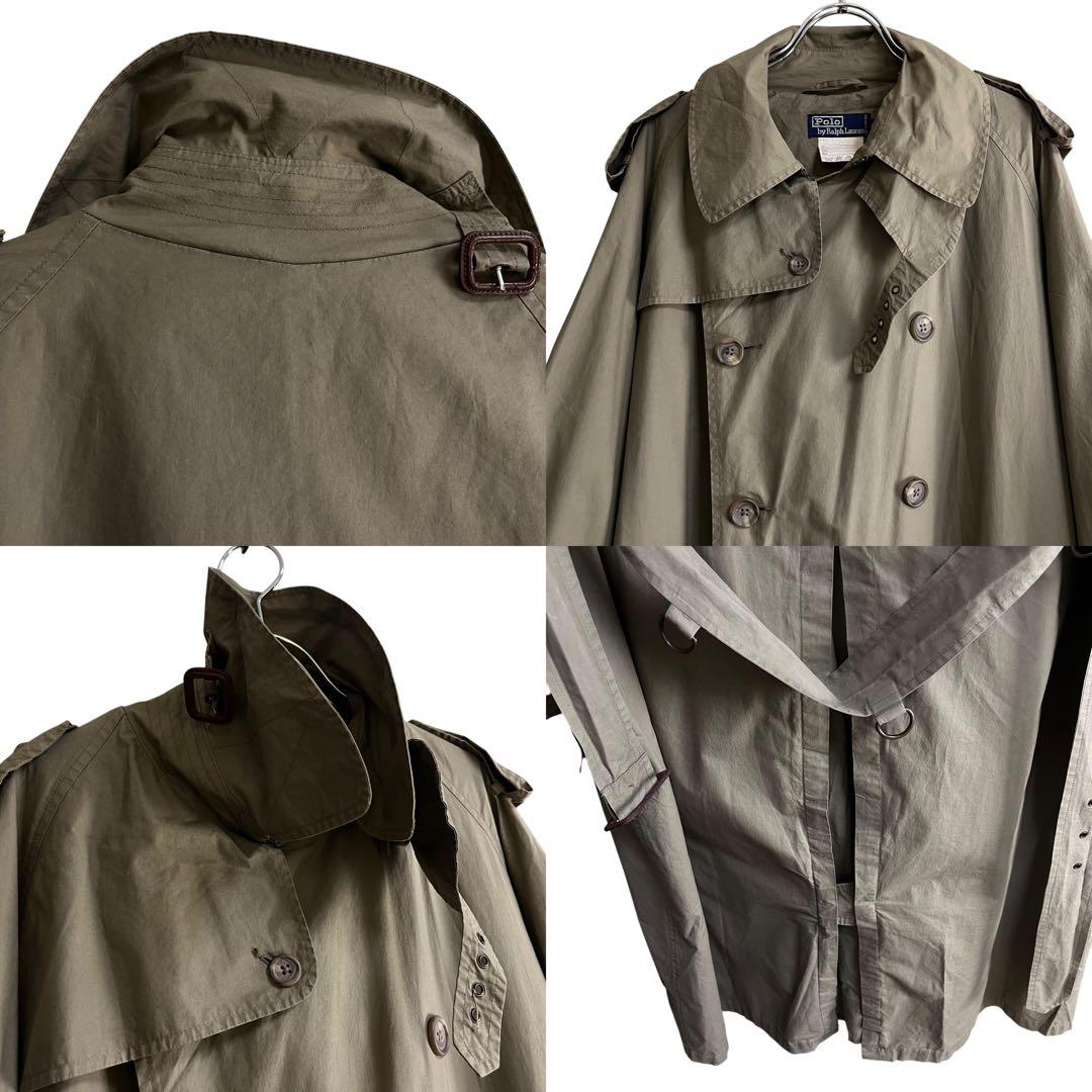 90s ポロラルフローレン トレンチコート M コットン ロング丈 カーキ 名作