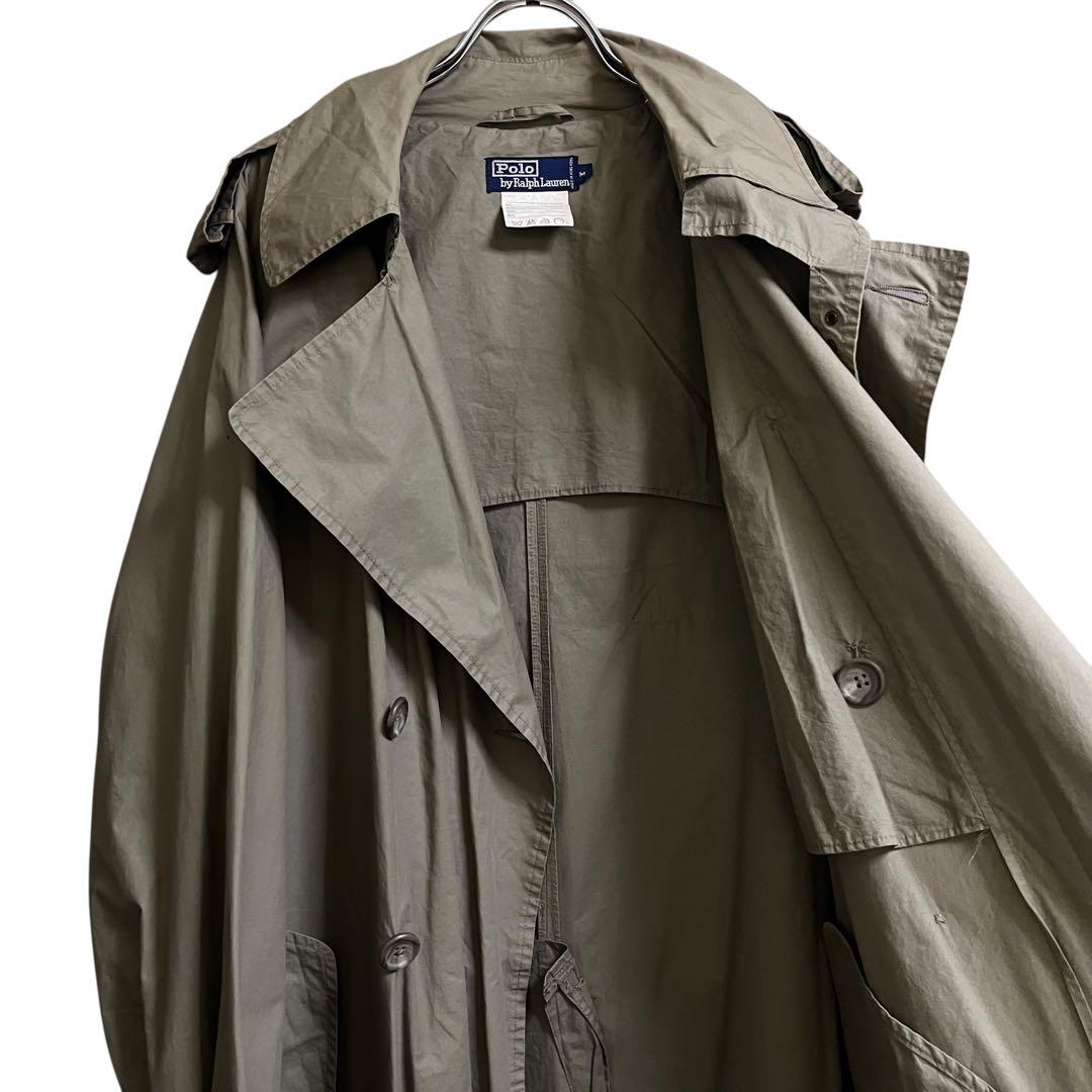 90s ポロラルフローレン トレンチコート M コットン ロング丈 カーキ 名作