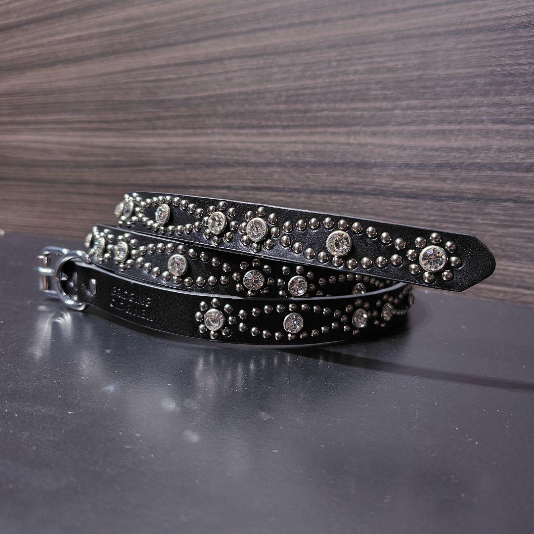 クロス銀■本革レザーフルスタッズナローベルト☆シルバーヴィンテージ