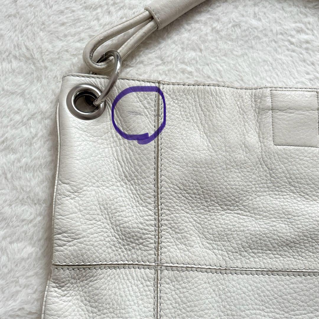 Bottega Veneta トートバッグ レザー シボ革 ホワイト 白 肩掛け