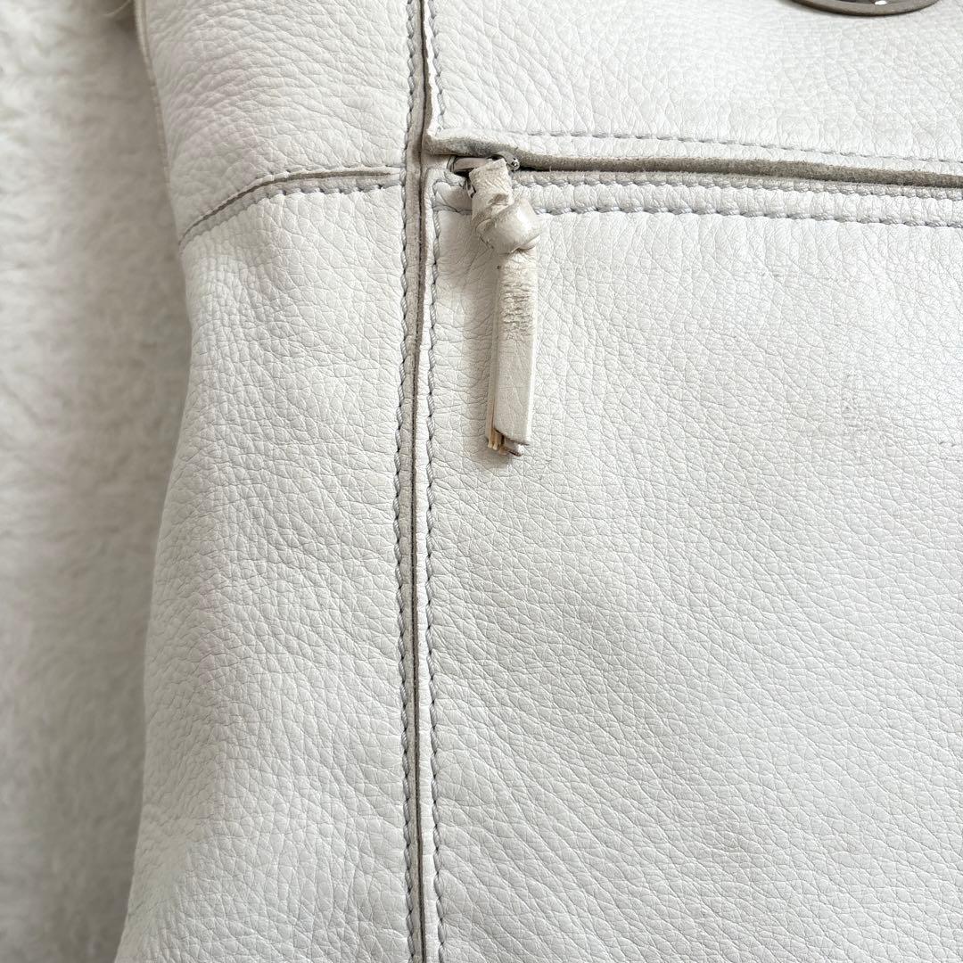 Bottega Veneta トートバッグ レザー シボ革 ホワイト 白 肩掛け