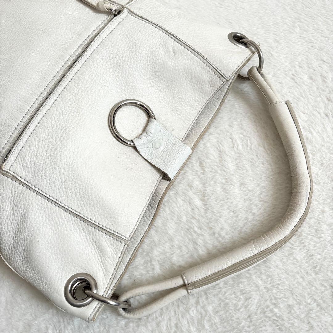 Bottega Veneta トートバッグ レザー シボ革 ホワイト 白 肩掛け