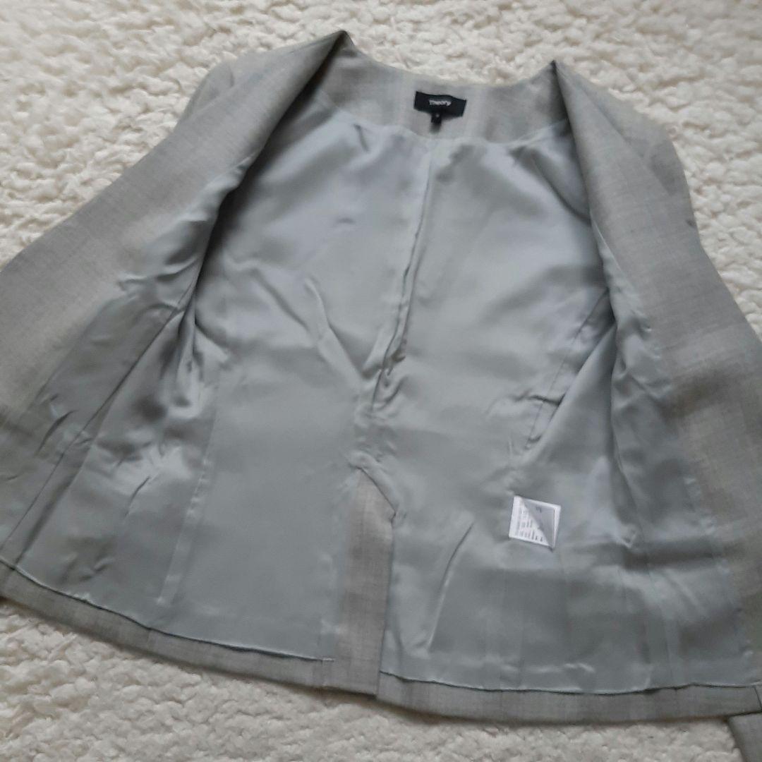美品　Theory セオリー ノーカラー パンツスーツ グレー 0　S