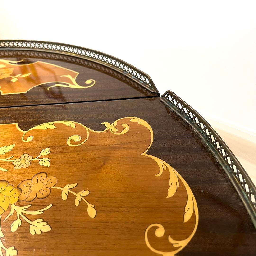 そ79【イタリア製】真鍮・薔薇リース象嵌細工 バタフライ キッチンワゴン